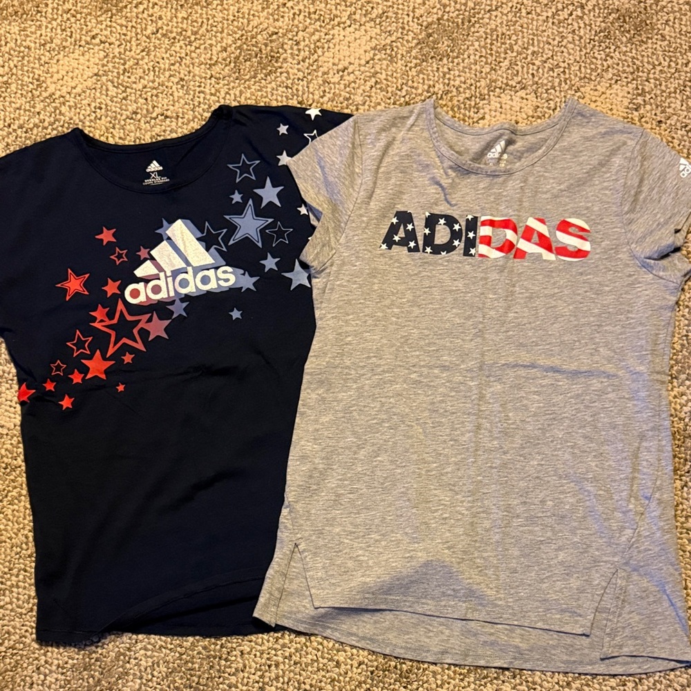 adidas Kids' Star & Flag Graphic Tee bundle - Navy & Gray